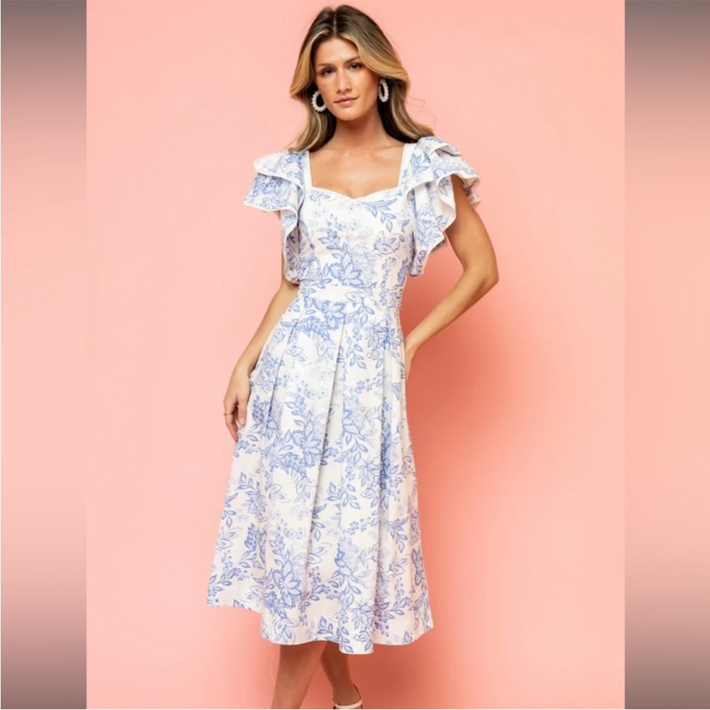 Rachel Parcell Ruffle Sleeve Midi Dress